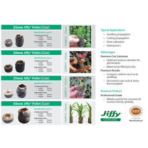 Jiffy-7 Coir Pellets Range. 25mm, 30mm, 35mm & 50mm pellets for propagation