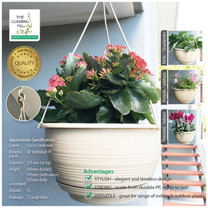 275mm Round Plastic Hanging Baskets Classic Sandstone