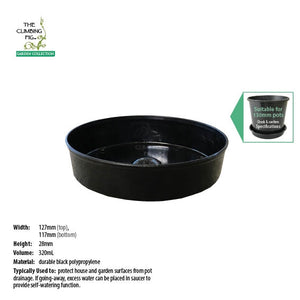 130mm Round Black Plastic Saucers