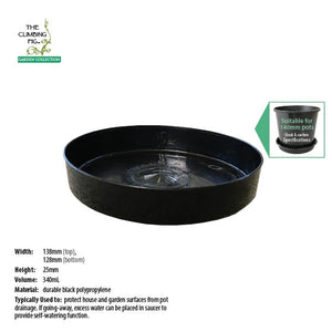 140mm Round Black Plastic Saucers