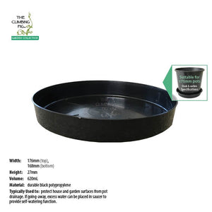 175mm Round Black Plastic Saucers