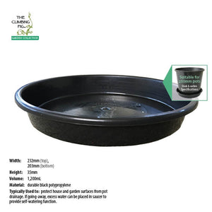 250mm Round Black Plastic Saucers