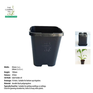85mm Square Black Plastic Pots