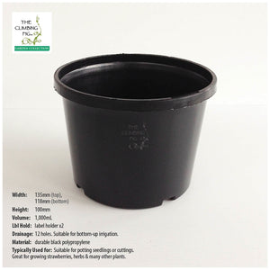 140mm Black Plastic Squat Pots