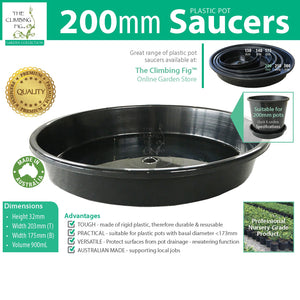 Black Plastic Pot Saucers Range. For 130mm 140mm 175mm 200mm 250mm & 300mm pots