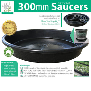 Black Plastic Pot Saucers Range. For 130mm 140mm 175mm 200mm 250mm & 300mm pots