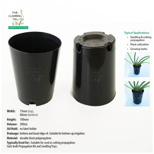 75mm Round Black Plastic Tube Pot