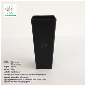50mm Square Black Plastic Native Tube Pot