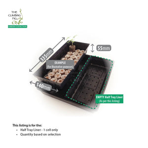 1-Cell Half Seedling Tray Liners Black. Two half trays fit one seedling tray