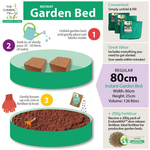 Instant Raised Garden Bed (Regular 80cm, 126L) with x2 Coir Blocks & Fertiliser