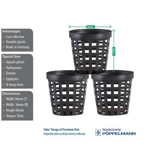 50mm Black Plastic Net Pots for Hydroponics, Orchids & Aquariums. For plants