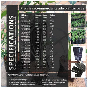 2.8 Litre PREMIUM Poly Black Planter Bags. Grow citrus plants shrubs trees