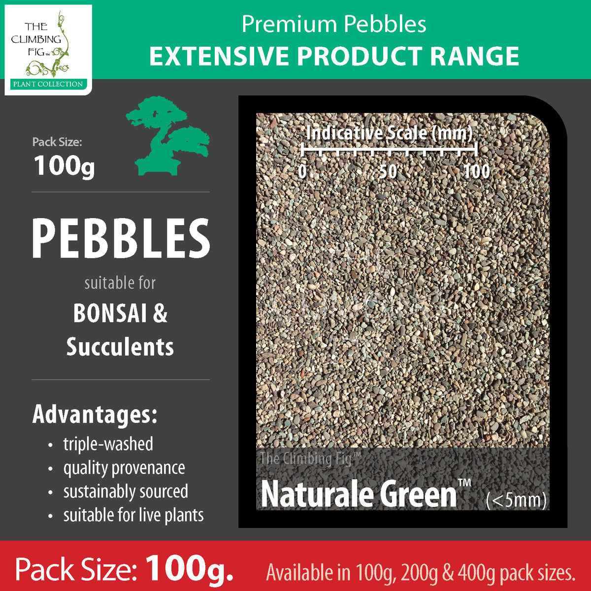 100 grams Naturale Green &lt;5mm pebbles