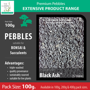 100 grams Black Ash 5-10mm pebbles