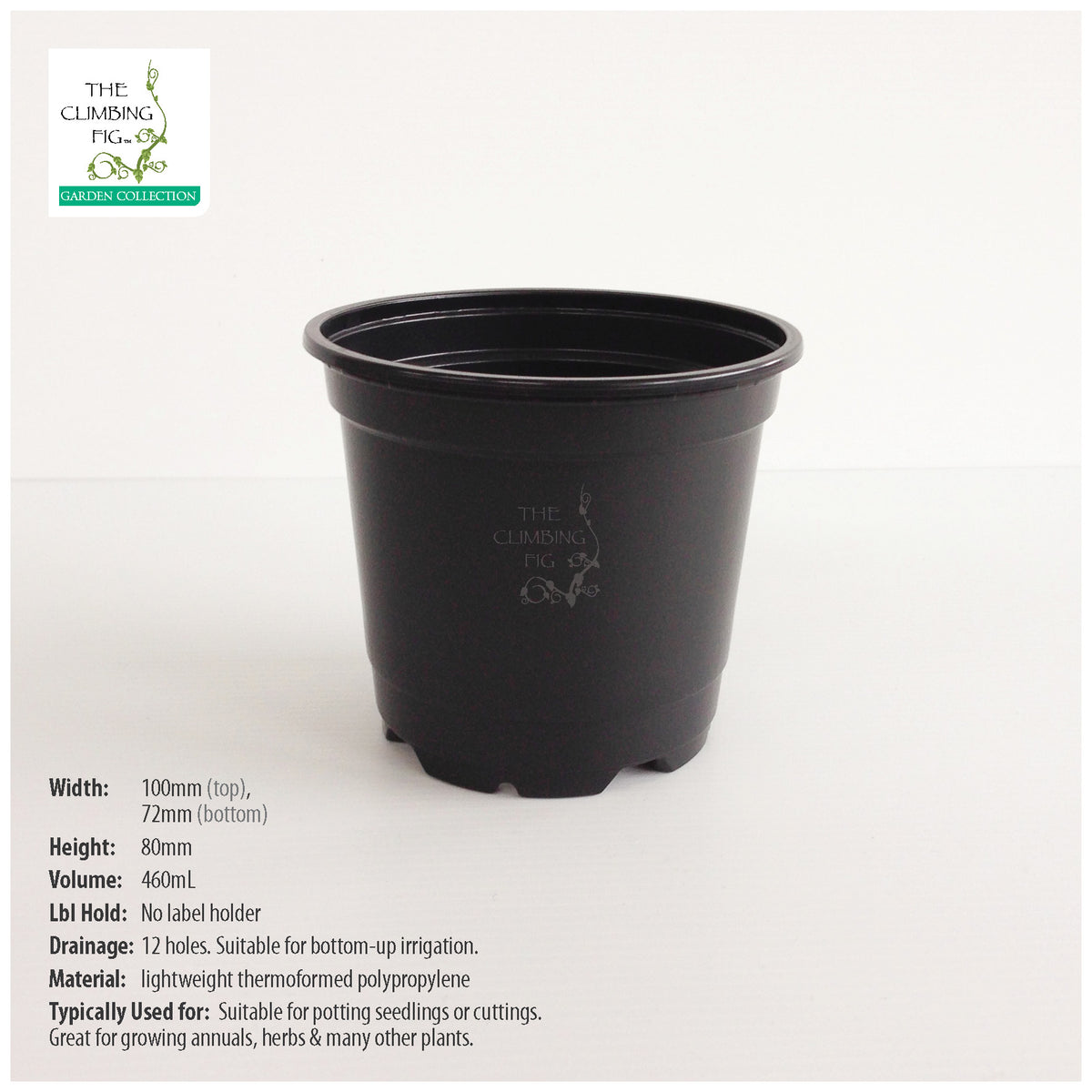 100mm Teku Round BLACK Plastic Pots. Ideal for potting seedlings herb plants