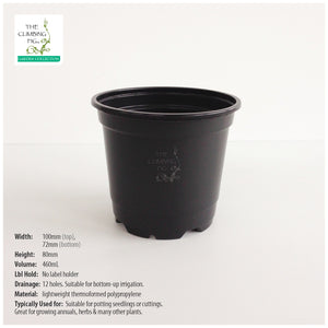 100mm Teku Round BLACK Plastic Pots. Ideal for potting seedlings herb plants