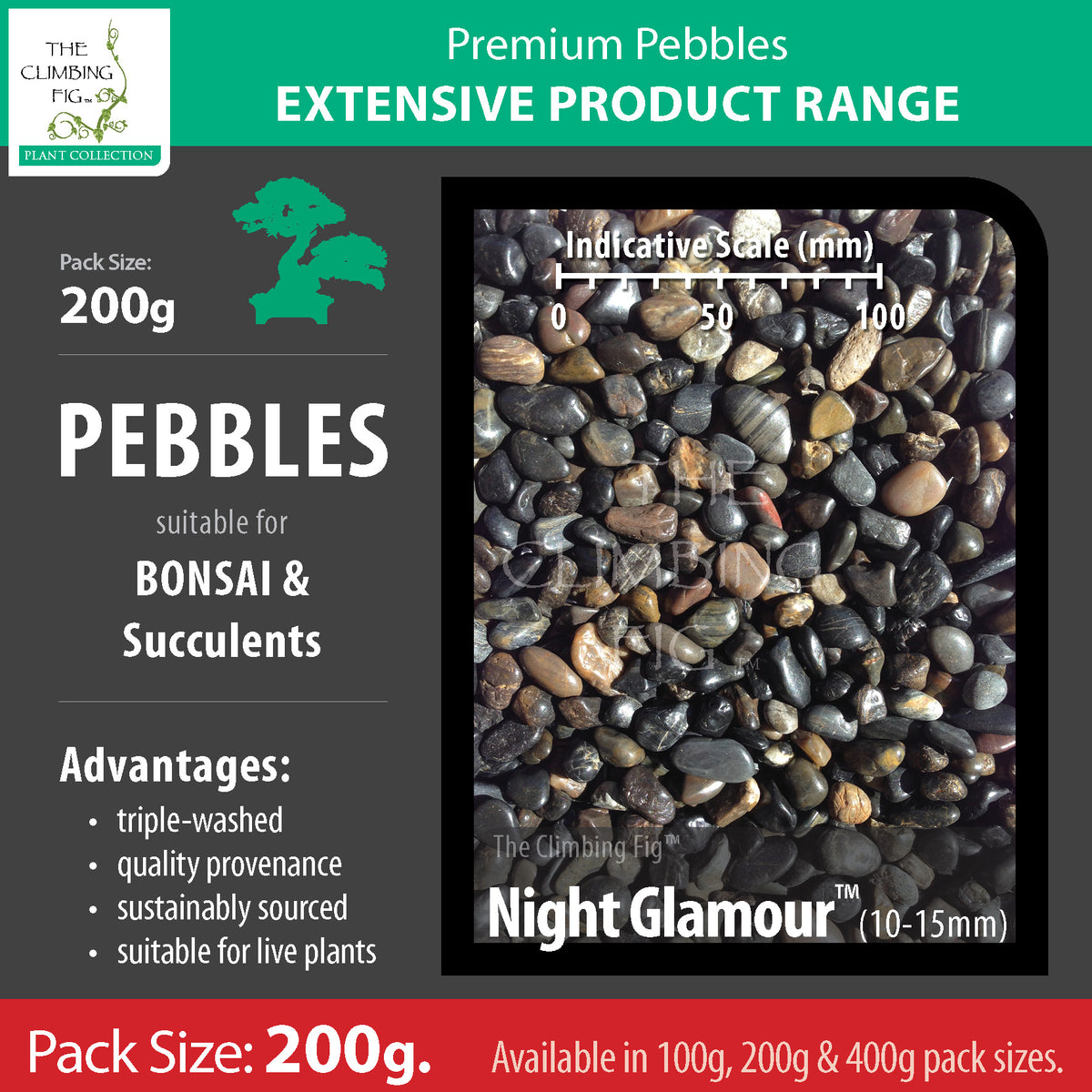 200 grams Night Glamour 10-15mm pebbles