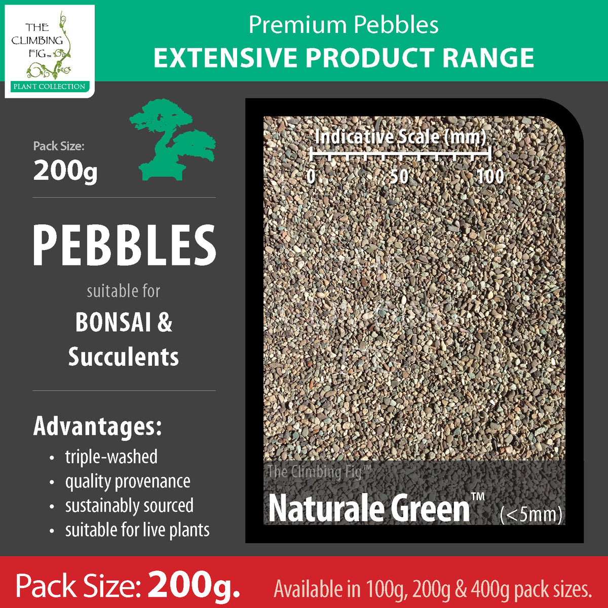 200 grams Naturale Green &lt;5mm pebbles