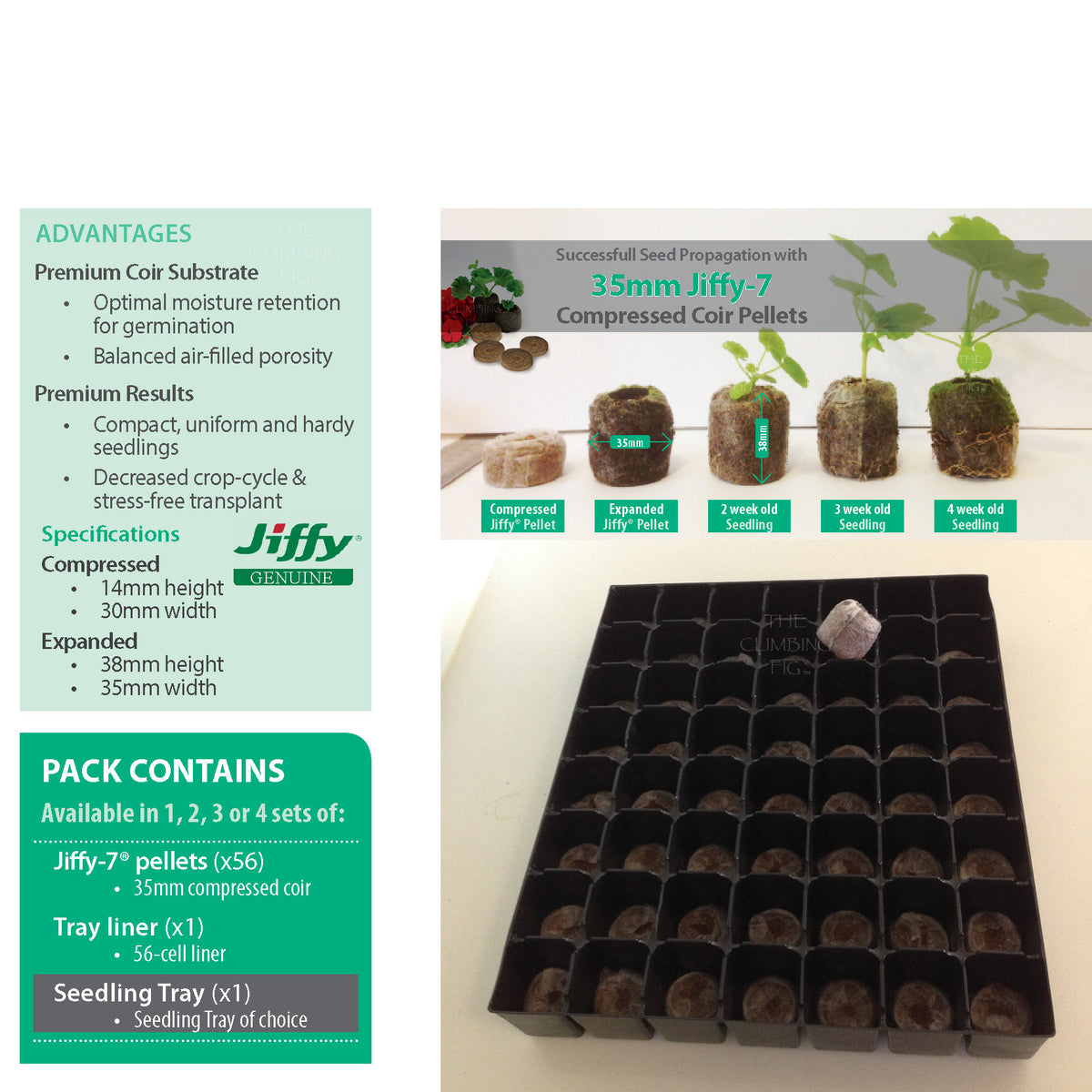 35mm Coir Jiffy-7 Tray Packs With Pellets &amp; Inserts. Seedling propagation