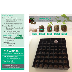 35mm Coir Jiffy-7 Tray Packs With Pellets & Inserts. Seedling propagation
