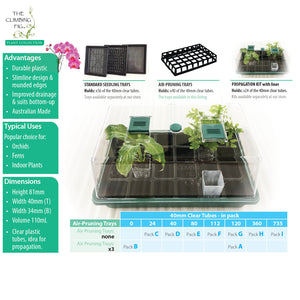 40-Cell Air Pruning Plastic Trays with 40mm CLEAR Tube Pot Sets. Orchids
