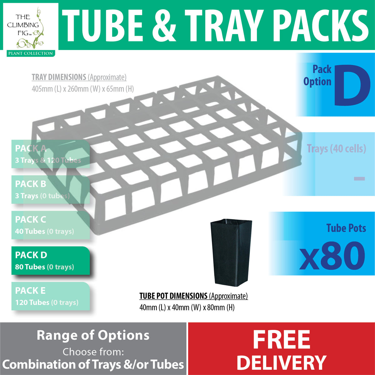 40-cell Air Pruning Plastic Trays with 40mm BLACK Tube Pot Sets. Seeds cuttings