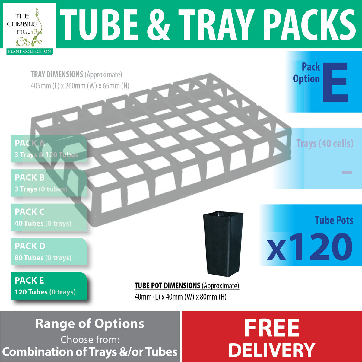 40-cell Air Pruning Plastic Trays with 40mm BLACK Tube Pot Sets. Seeds cuttings