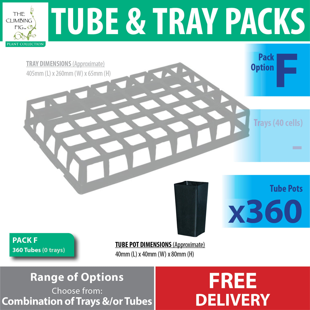 40-cell Air Pruning Plastic Trays with 40mm BLACK Tube Pot Sets. Seeds cuttings