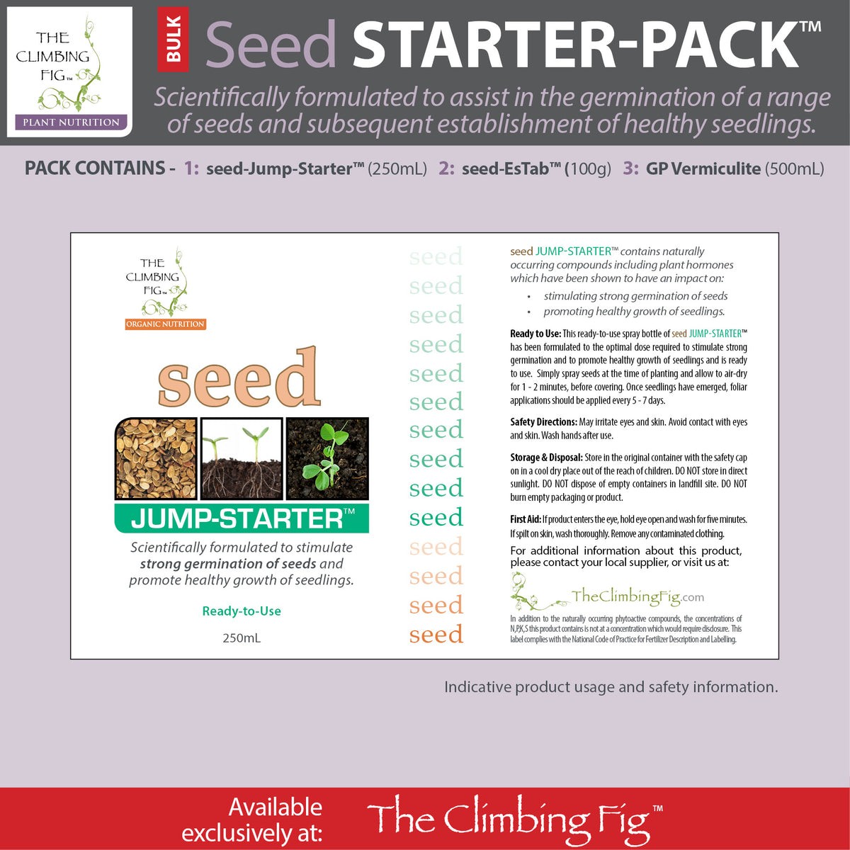 Seed Starter Pack (Pack B) with Seed Jump-Starter Fertiliser &amp; Vermiculite