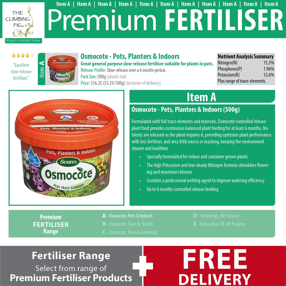 Osmocote Brunnings Slow Release Plant Fertiliser. For indoor, outdoor garden