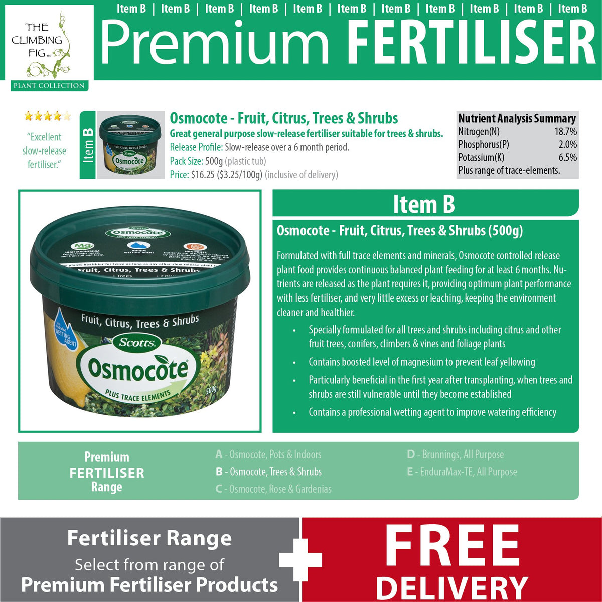 Osmocote Brunnings Slow Release Plant Fertiliser. For indoor, outdoor garden