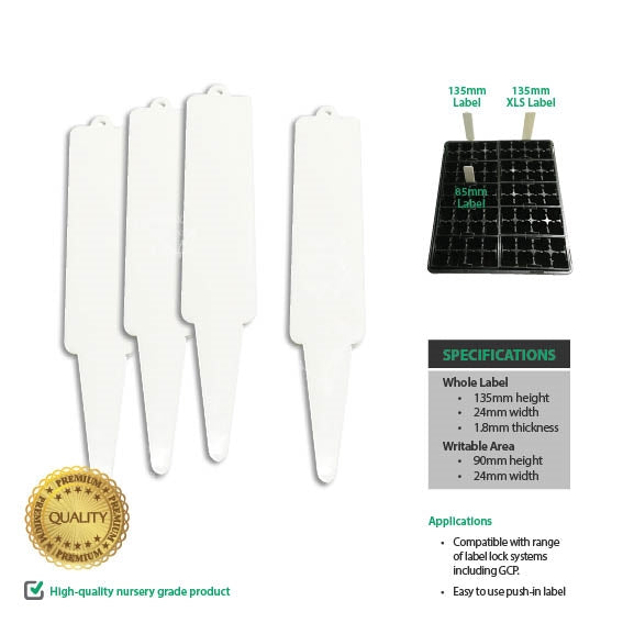 135mm Rigid White Plastic Plant Pot Labels