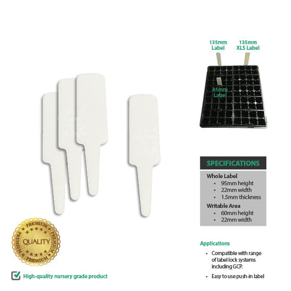 95mm Rigid White Plastic Plant Pot Labels