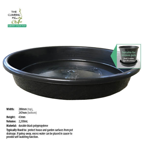 300mm Round Black Plastic Saucers