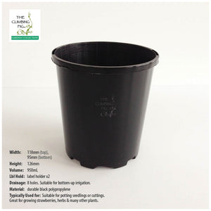118mm Round Black Plastic Pots