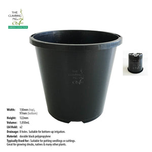 130mm Black Plastic Slimline Pots