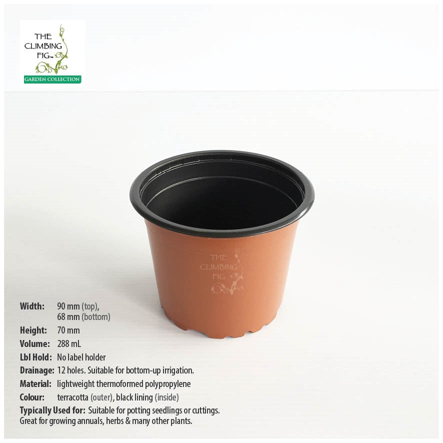 90 litre plant pots 90mm Teku Round TERRACOTTA Plastic Pots. For seedlings, flowers, herb