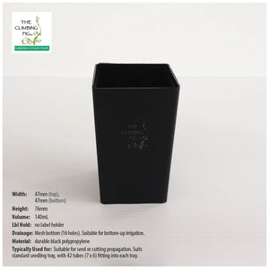 47mm Square Black Plastic Tube Pot