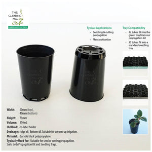 50mm Round Black Plastic Tube Pot