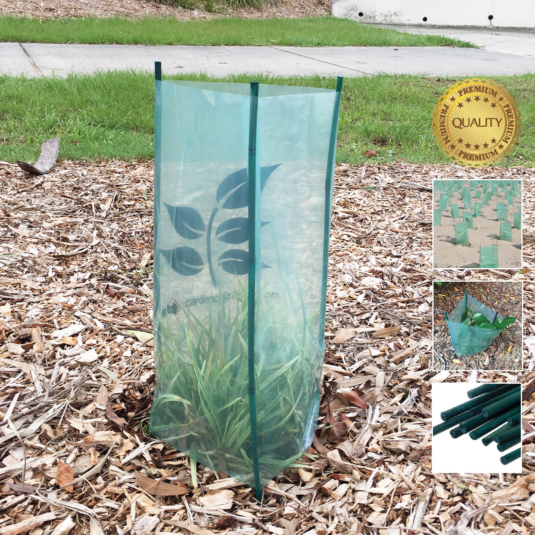 plant guards plastic Tree Guards with/without Bamboo Stakes. For landscape plant revegetati