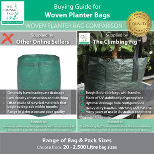 1,500 Litre WOVEN Planter Bags w Easy Fill Round Base. Grow advanced trees