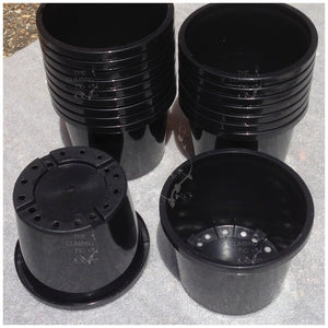 190mm Squat BLACK Plastic Pots. For potting seedlings, garden plants, shrubs